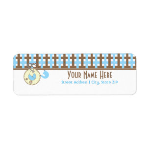 Etiqueta de Baby Shower - Rosa y Placa de pañal az