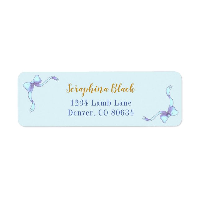 Etiqueta de Baby Shower Sweet Blue Bow (Frente)
