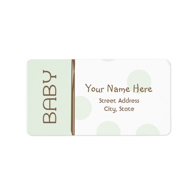 Etiqueta de Baby Shower - Verde y Marrón (Frente)