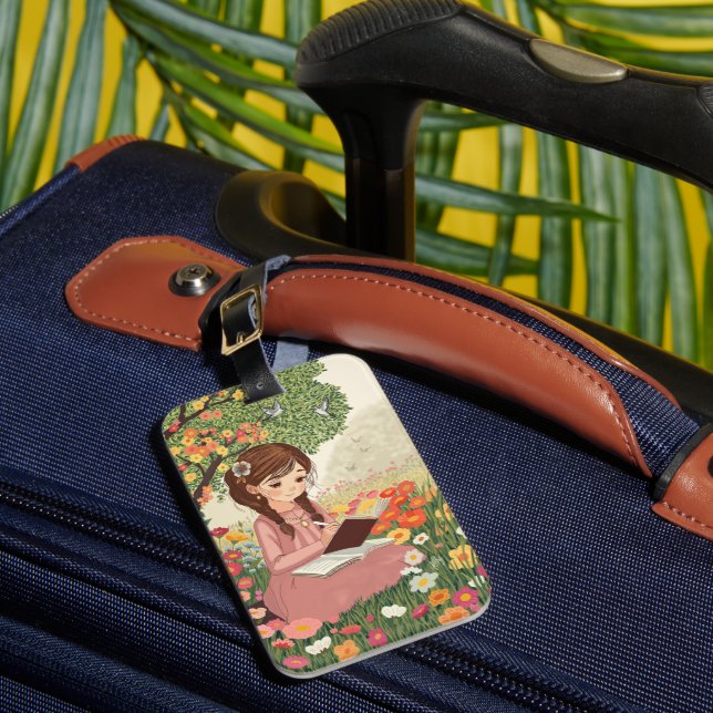 Etiqueta de Bagagem Menina no Jardim (Anverso In situ 1)