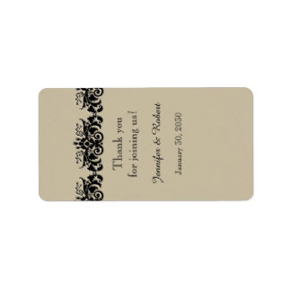 Etiqueta de balde con Boda floral negro y crema