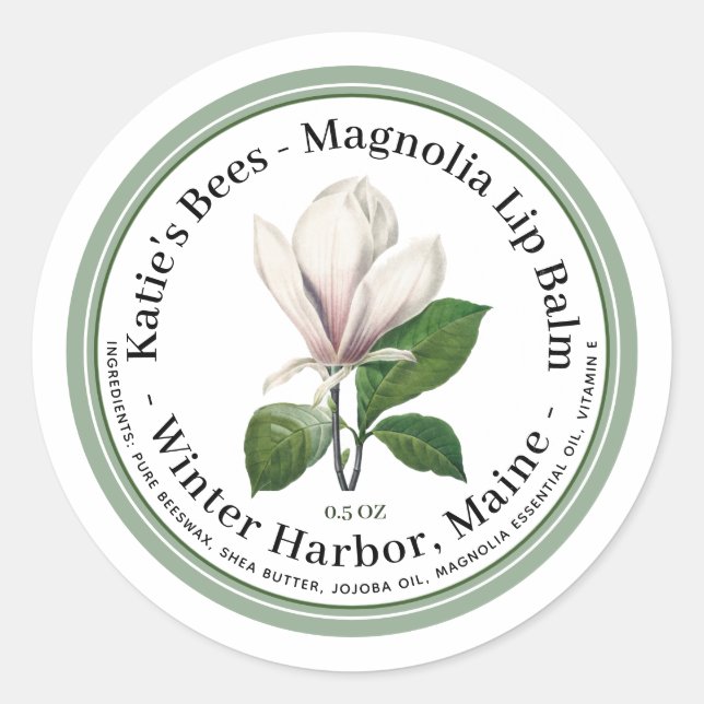 Etiqueta de balde labio con Ilustracion de flor ro (Anverso)