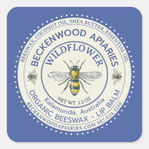 Etiqueta de bálsamo labial de abeja melífera amari