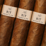 Etiqueta de banda de cigarro Boda beige de otoño<br><div class="desc">Este sencillo y elegante diseño de etiquetas ha sido creado para ser utilizado como una banda de puros personalizado para un boda, aniversario o fiesta de compromiso. Tiene un fondo de color beige otoñal con una elegante plantilla de texto gris carbón para personalizar con las iniciales del monograma de Bride...</div>