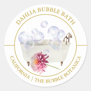 Etiqueta de baño de burbuja de Dahlia