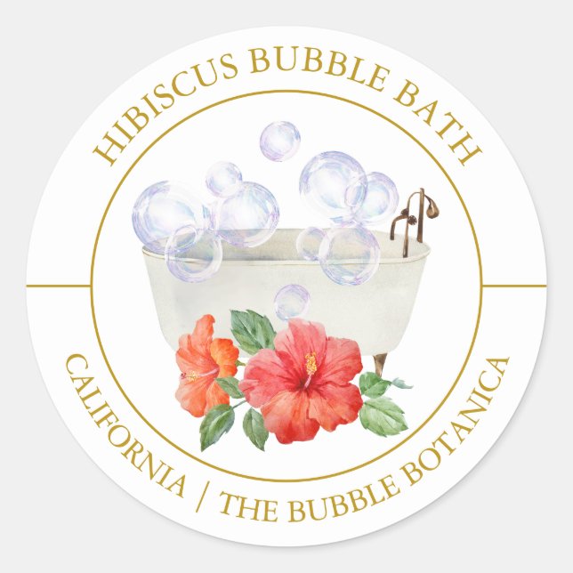 Etiqueta de baño de burbuja de Hibiscus Bubble (Anverso)