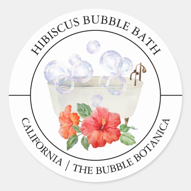 Etiqueta de baño de burbuja de Hibiscus Bubble (Anverso)