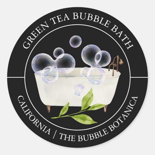 Etiqueta de baño de burbuja de té verde (Anverso)