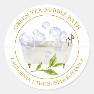 Etiqueta de baño de burbuja de té verde
