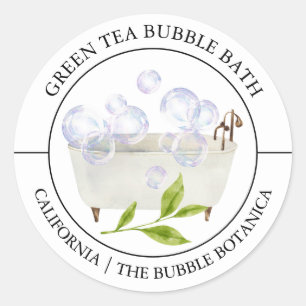Etiqueta de baño de burbuja de té verde