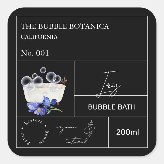 Etiqueta de Baño de Burbujas Apothecary Iris (Anverso)