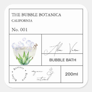 Etiqueta de Baño de Burbujas de Aloe Vera de Botic