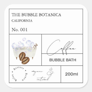 Etiqueta de baño de burbujas de café de botica