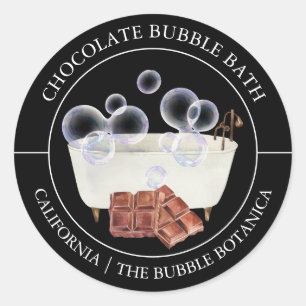 Etiqueta de baño de burbujas de chocolate