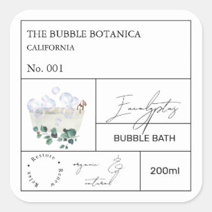 Etiqueta de Baño de Burbujas de Eucalipto de Botic