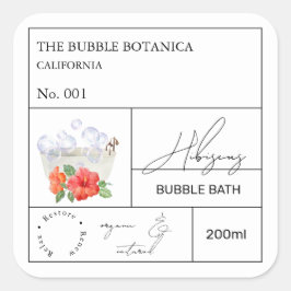 Etiqueta de Baño de Burbujas de Hibisco de Botica