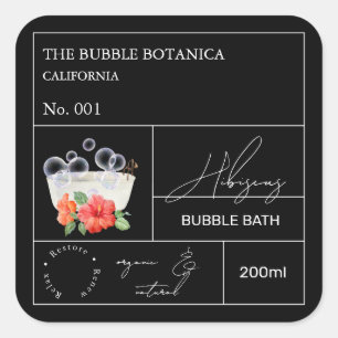 Etiqueta de Baño de Burbujas de Hibisco de Botica