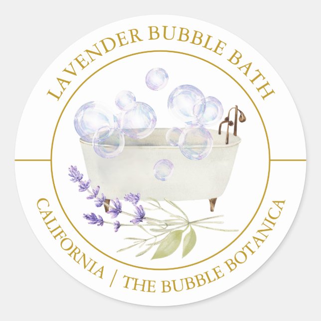 Etiqueta de baño de burbujas de lavanda (Anverso)