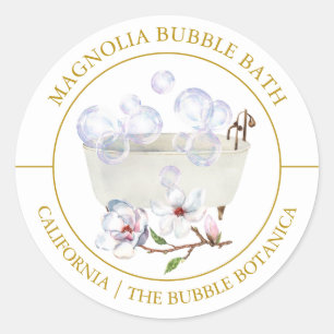 etiqueta de baño de burbujas de magnolia