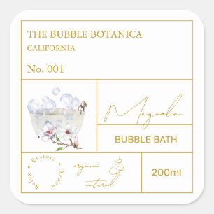 Etiqueta de Baño de Burbujas de Magnolia de Botica