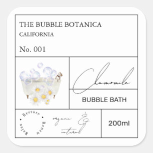 Etiqueta de Baño de Burbujas de Manzanilla de Boti