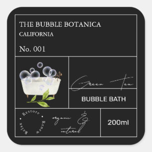 Etiqueta de Baño de Burbujas de Té Verde de Botica