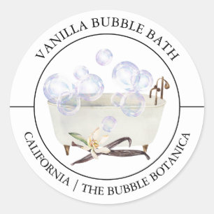 Etiqueta de baño de burbujas de vainilla