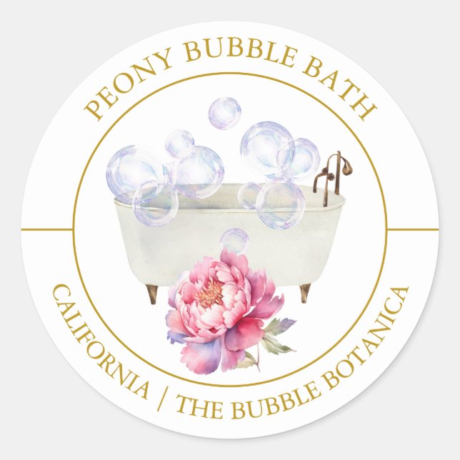Etiqueta de baño Peony Bubble (Anverso)