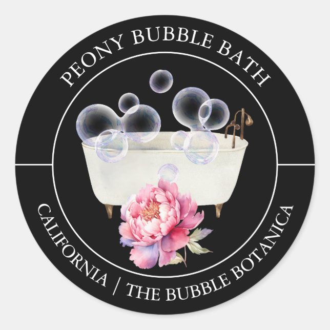 Etiqueta de baño Peony Bubble (Anverso)