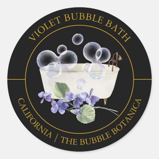 Etiqueta de baño Violet Bubble (Anverso)