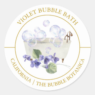 Etiqueta de baño Violet Bubble