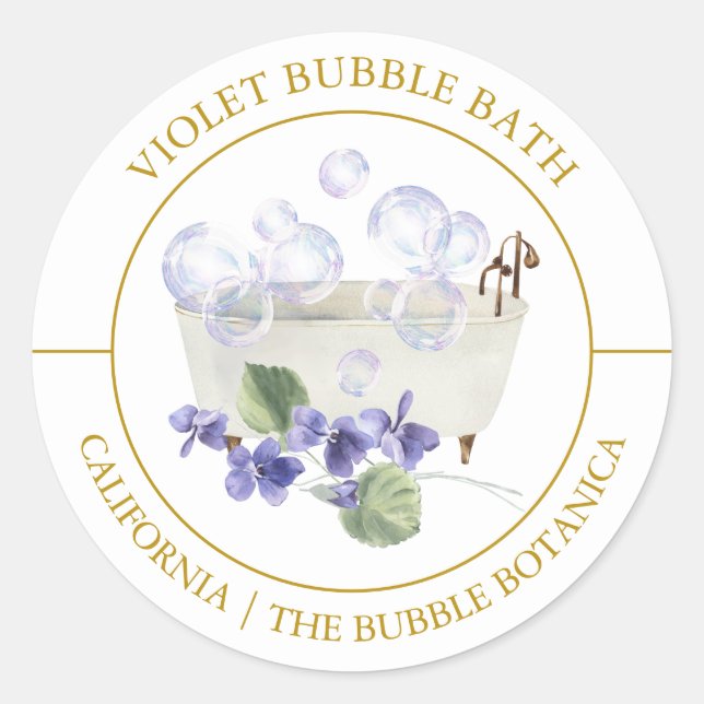 Etiqueta de baño Violet Bubble (Anverso)