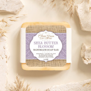 Etiqueta de barra de jabón púrpura