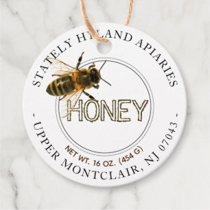 Etiqueta de barra de miel con abeja realista - bla