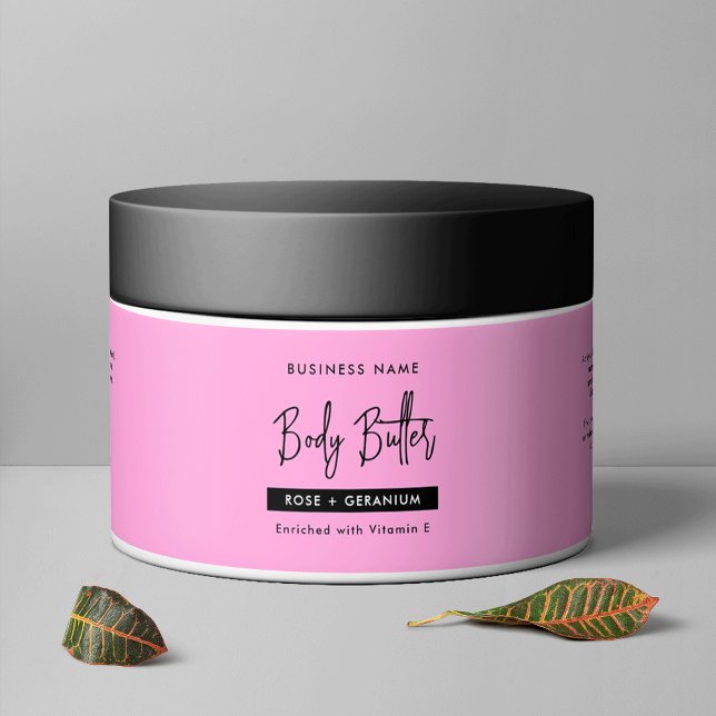 Etiqueta de barra estética de la loción del cuerpo (Trendy Girly Pink Skincare Cosmetic Jar Waterproof Product Label)