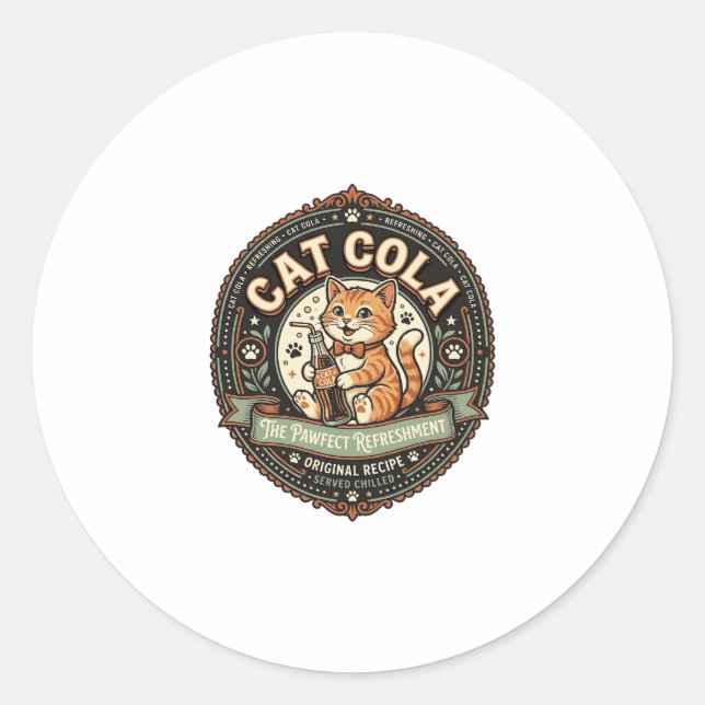 Etiqueta de Bebida Gato Cola Gato Refresco Bebida  (Anverso)