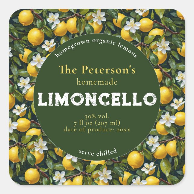 Etiqueta de Bebida Limoncello Retro Moderno (Anverso)