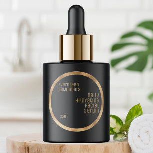 Etiqueta de belleza minimalista oro negro y trenza