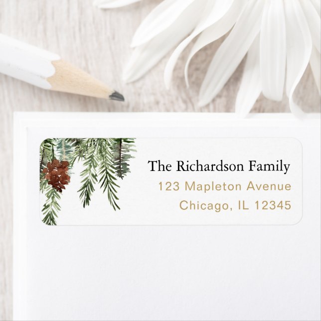 Etiqueta de bellotas de pinos de invierno rústico (In situ)