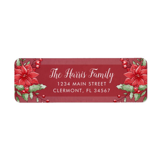 Etiqueta de Berry de Poinsettia Holly para Navidad (Frente)