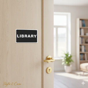 Etiqueta de BIBLIOTECA elegante en formato rectang