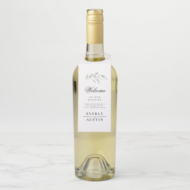 Etiqueta de bienvenida de bebida de boda con veget (En botella)