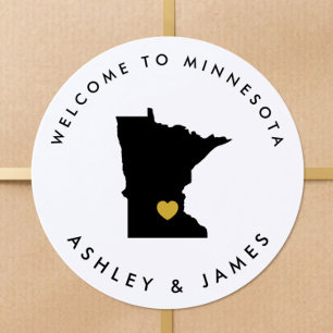 Etiqueta de bienvenida de boda de Minnesota, negra