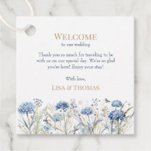 Etiqueta de bienvenida para regalo de boda con cha