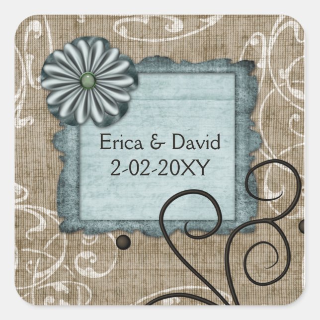 etiqueta de boda azul (Anverso)