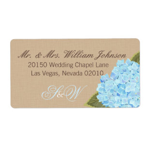 Etiqueta de Boda Blue Hydrangea Bouquet
