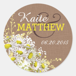 Etiqueta de Boda Daisies y Burlap