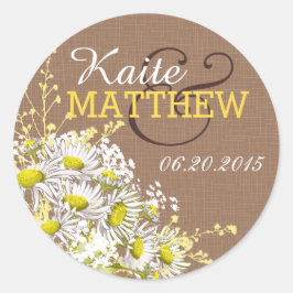 Etiqueta de Boda Daisies y Burlap