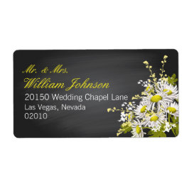 Etiqueta de Boda Daisies y Chalkboard