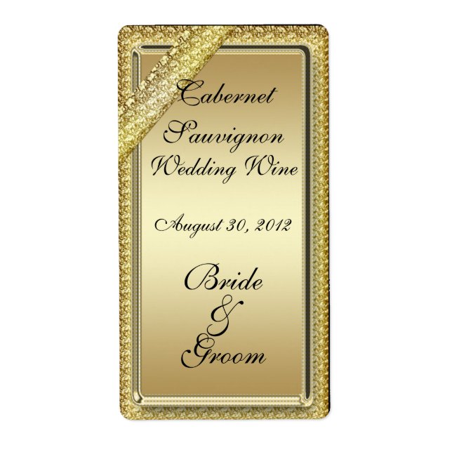 Etiqueta de Boda de barra dorada (Frente)